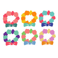 カラフルな花とリボンのフレームセット