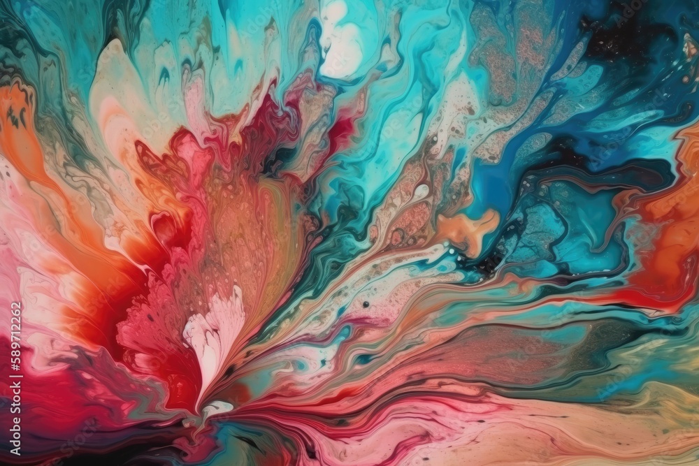 Poster colorful and abstract painting with unique shapes. generative ai