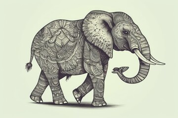an intricately patterned elephant. Generative AI