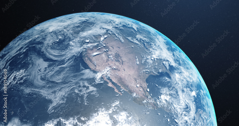 Poster part of planet earth with clouds and atmosphere viewed from outer space