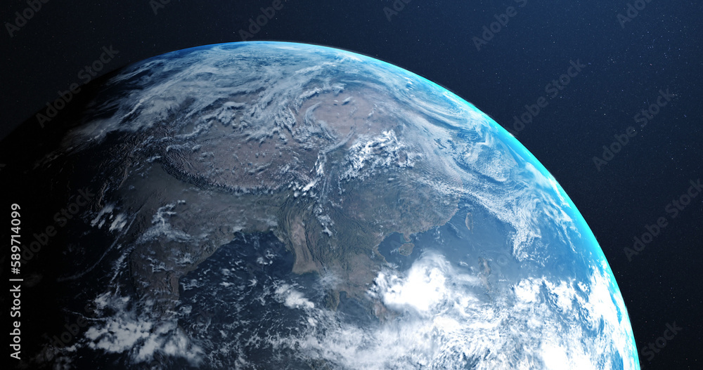 Poster part of planet earth with clouds and atmosphere viewed from outer space