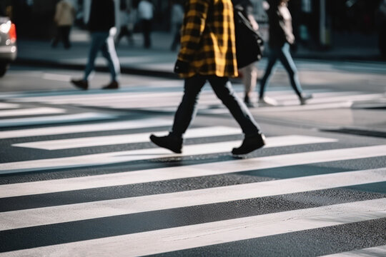 pedestrian crosses the road on a zebra generative ai