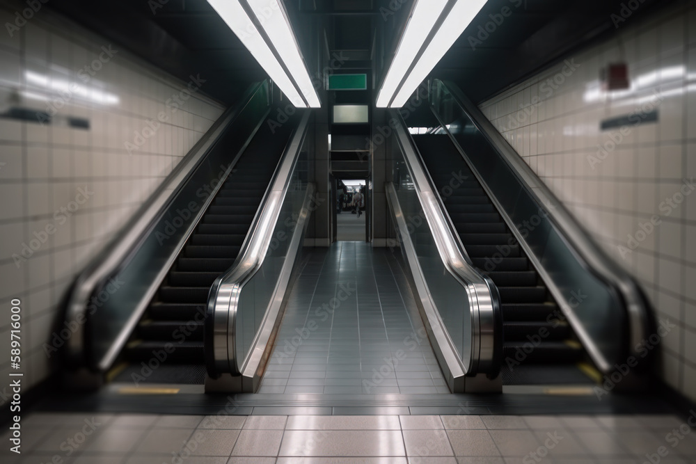 Poster 2 escalator stairs generative ai