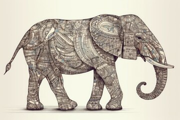 an elephant with detailed decorative designs. Generative AI