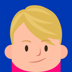Flat Face Cool Smart Male Blond Hair Pink Shirt Profile Picture Avatar Character Design