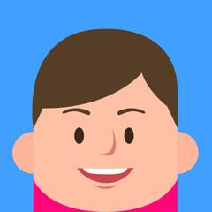 Flat Face Funny Smile Male Brown Hair Pink Shirt Profile Picture Avatar Character Design