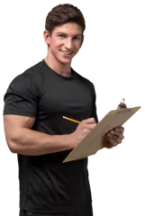  Young handy man with clipboard on background © BillionPhotos.com