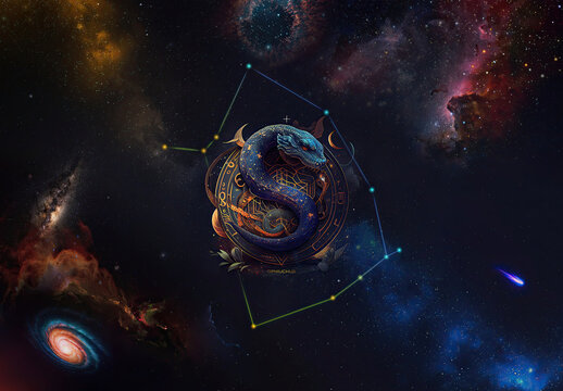 Ofiuco: "Serpent of Healing: A Mystical and Transformational Illustration of Ophiuchus Zodiac Sign"
Background