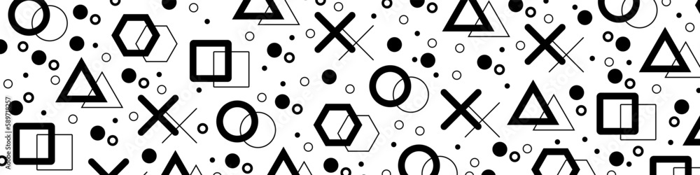 Poster hipster pattern with black geometric forms. retro pattern white background. vector eps 10