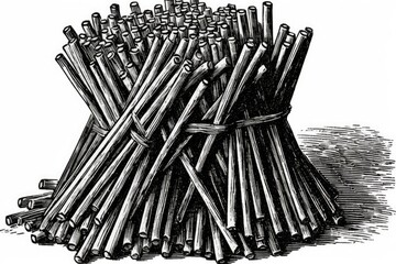 pile of firewood logs stacked neatly in a forest clearing. Generative AI