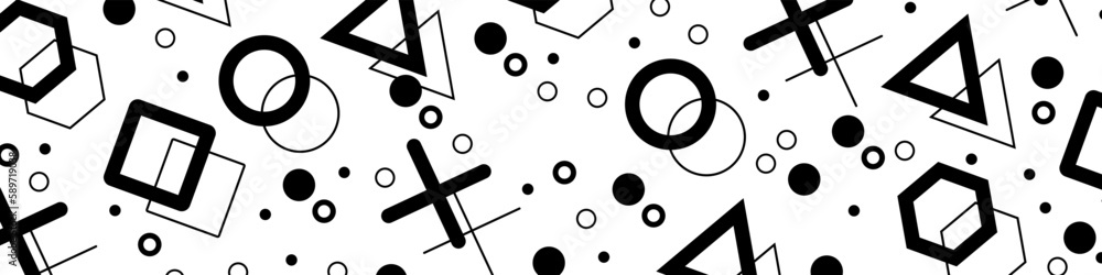 Poster hipster pattern with black geometric forms. retro pattern white background. vector eps 10