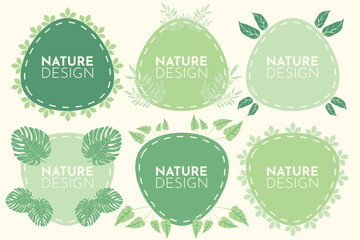 Set of Green Sticker for Natural Labels Free Vector