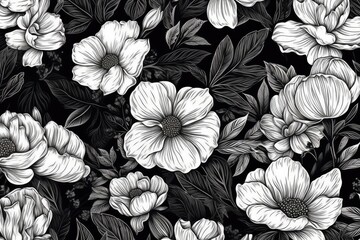 monochromatic floral pattern background. Generative AI