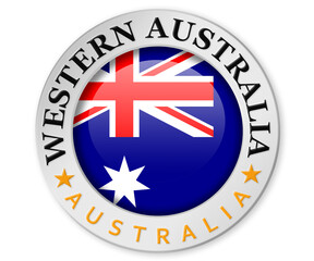 Silver badge with Western Australia and Australia flag