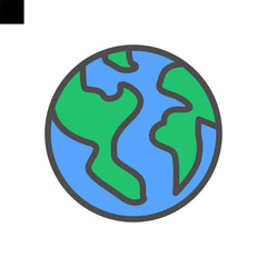 earth icon color style vecto
