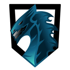 vector design, with the theme of a dragon's head, blue color, looks strong and dashing.