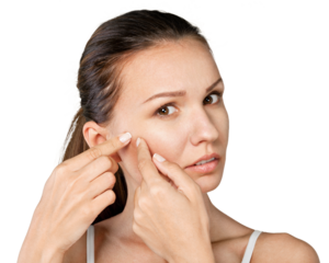 Woman wellness adult acne prevention squeeze treatment people