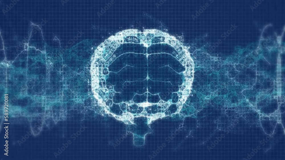Aufkleber animation of circular pattern around human brain over dna helix against abstract background