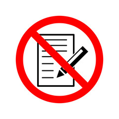 Forbidden sign. File is prohibited, Stop or ban red round sign with document icon. Vector illustration