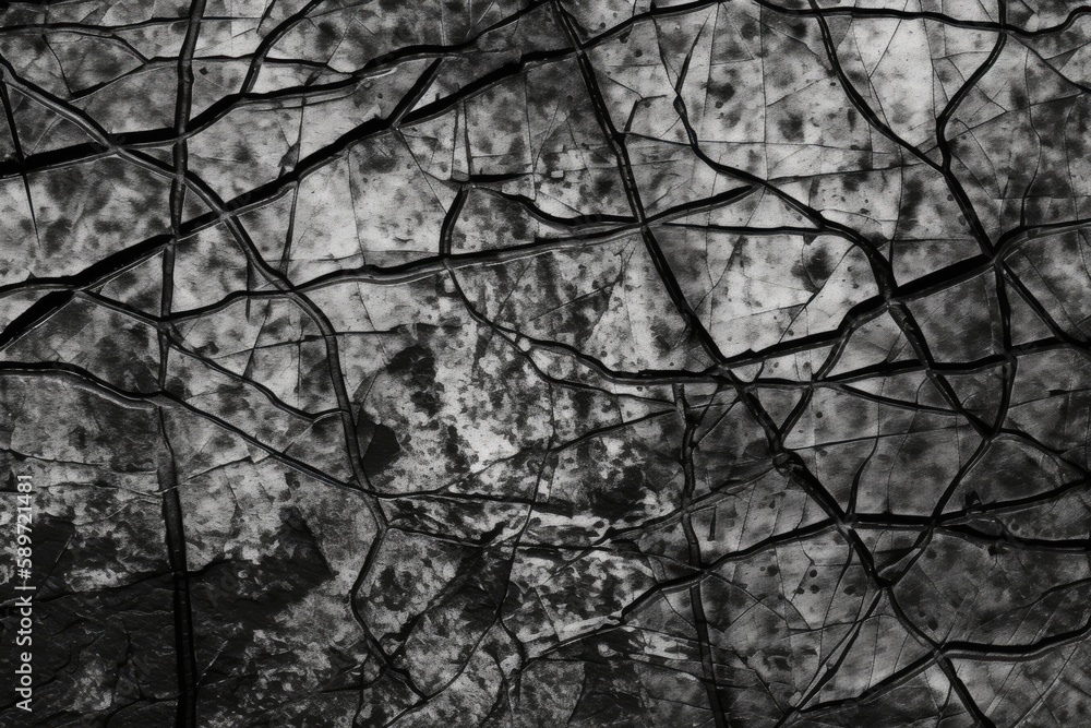 Aufkleber monochrome abstract texture with cracks and lines. generative ai