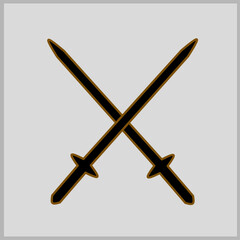 Sword crossed icon black color. Vector Illustration for Icon, Symbol, Logo etc