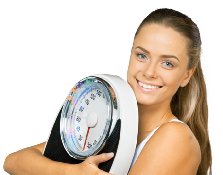 Portrait of a Woman Holding a Weight Scale