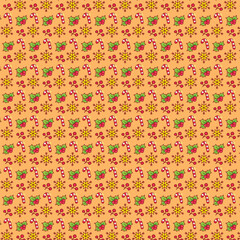 Christmas on the yellow background Seamless Pattern Design