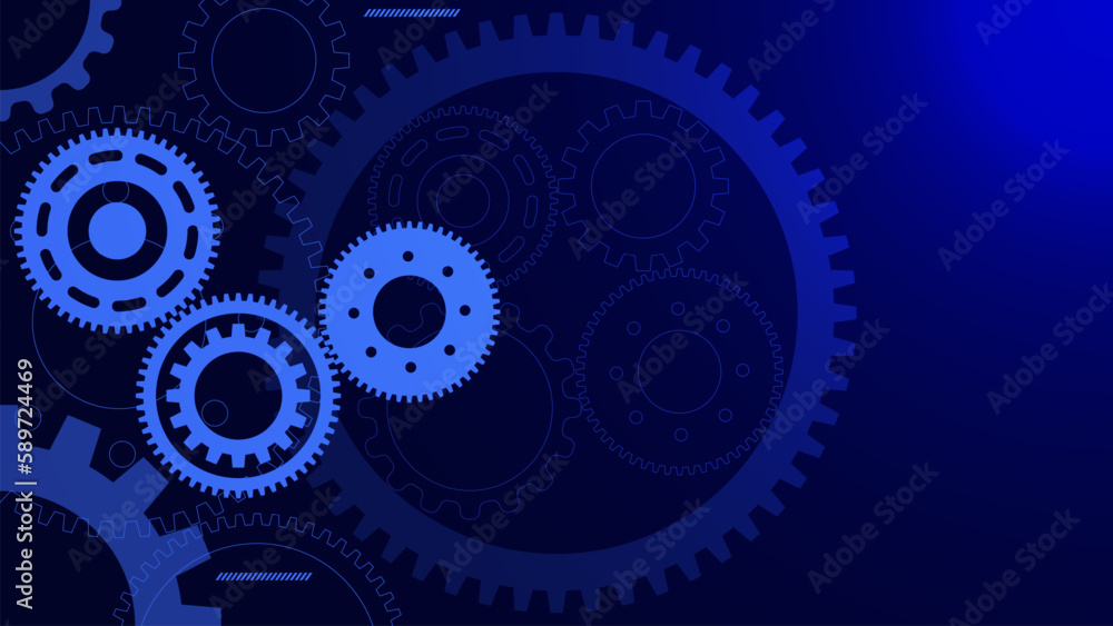 Poster cogs and gear wheel mechanism for mechanical engineering and technical background design concept.