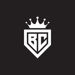 BC or CB logo monogram symbol shield with crown shape design vector