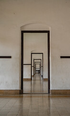 Corridor Inside the old mansion on the down town Semarang Central Java. The photo is suitable to use for travel destination, holiday poster and travel content media.