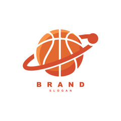Creative planet basketball sport logo design vector