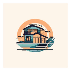 house beach vector logo