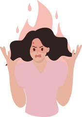 Picture portrait of angry woman mom illustration