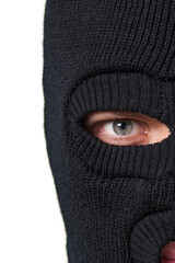 Thief criminal ski mask closeup close-up balaclava burglar