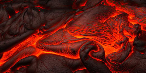 Lava flow volcanic molten lava close-up texture, generated AI, generated, AI