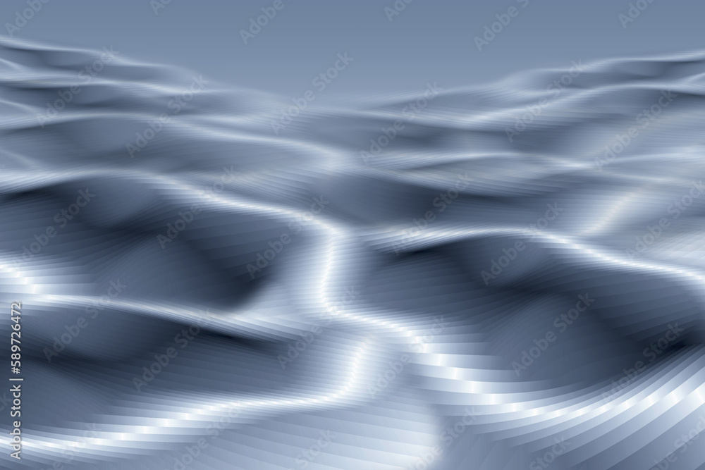 Poster silver smooth wavy undulating lines abstract texture background