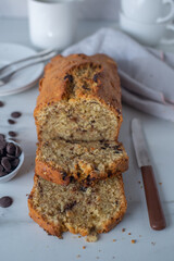 sweet home made carrot banana bread with chocolate for easter