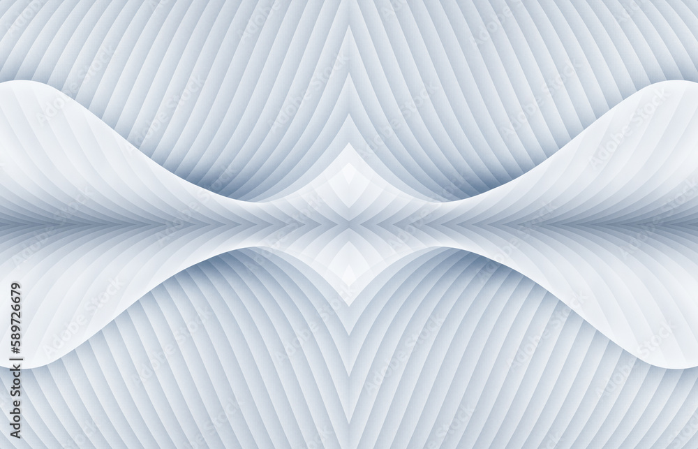 Poster silver and white abstract curved lines texture background, 3d rendering.