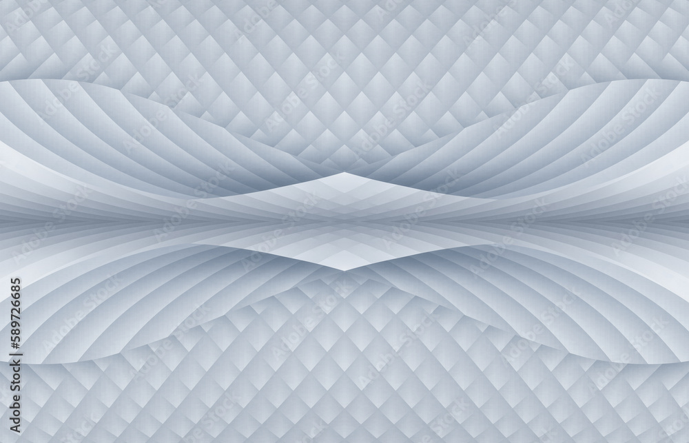 Poster silver and white abstract curved lines texture background, 3d rendering.