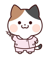 Obraz na płótnie Canvas 注射器を持つ三毛猫
