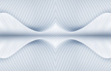 Silver and white abstract curved lines texture background, 3D rendering.