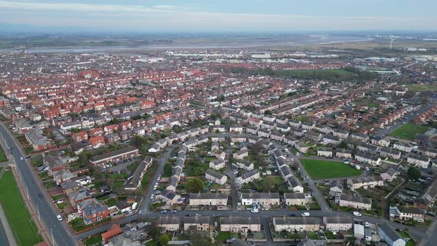Suburban sprawl from altitude at Fleetwood Lancashire UK