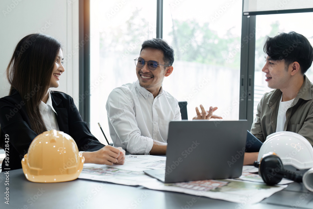 Aufkleber construction and structure of engineer or architect meeting for project working with partner and too