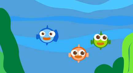 fish in the blue water vector & Illustrations 