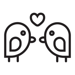 Couple bird and heart icon illustration with transparent background