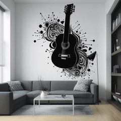 Acoustic guitar room wall art