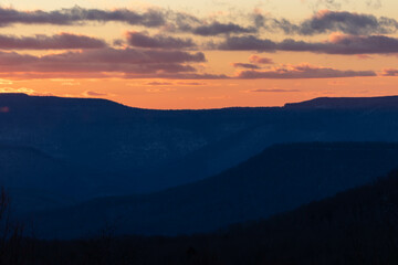 Fototapeta na wymiar Telephoto View of West Virginia Mountains at Sunset