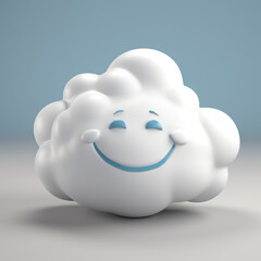 Obraz premium 3D model of a happy cloud, isolated object. generative AI