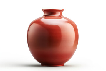 A beautiful red ceramic vase, isolated object. generative AI