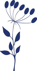An ornamental plant in blue. Vector file for designs.